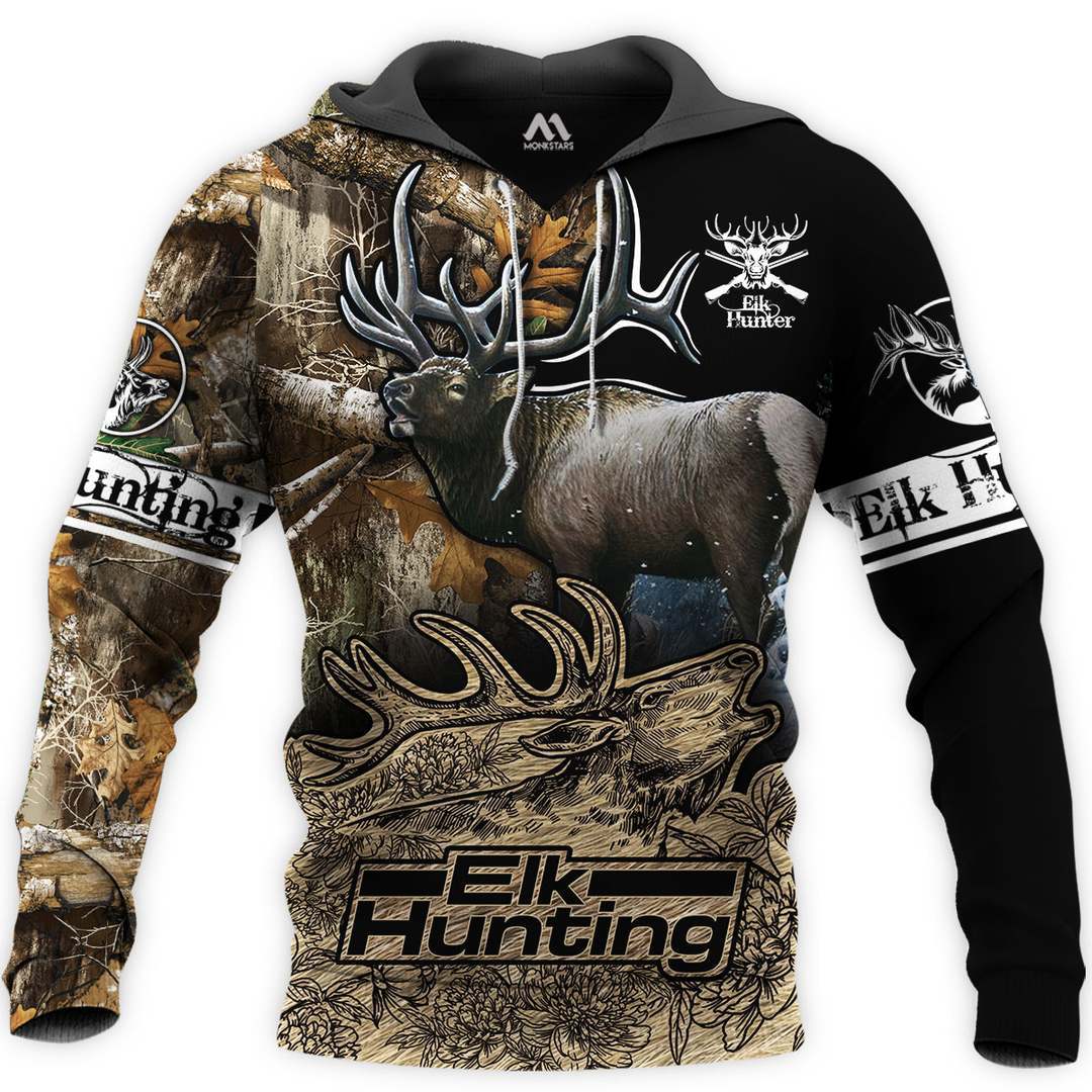 European And American Oversized Men'S Sweater Deer Elk Series Hooded Pullover Sweater Casual Long-Sleeved