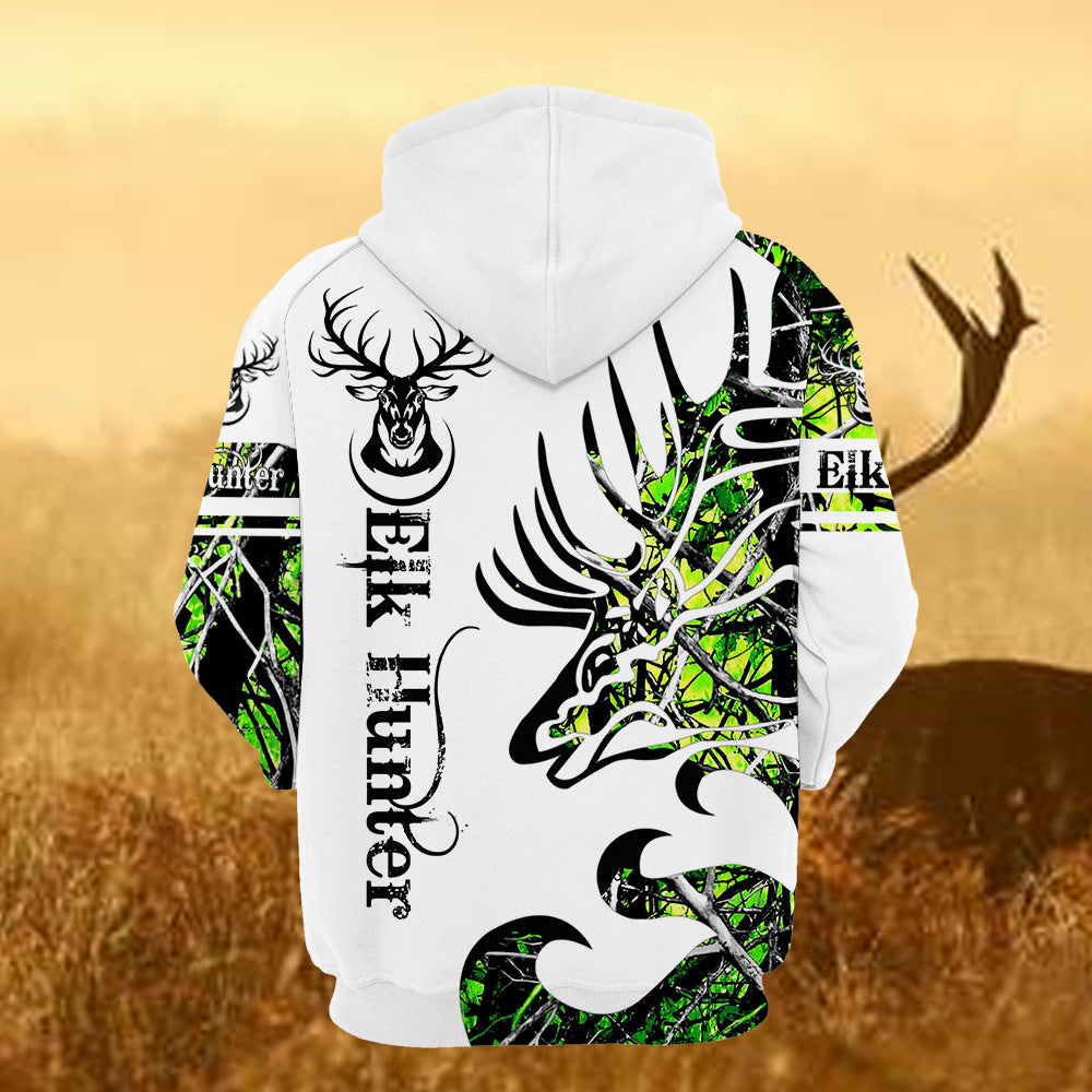 European And American Oversized Men'S Sweater Deer Elk Series Hooded Pullover Sweater Casual Long-Sleeved