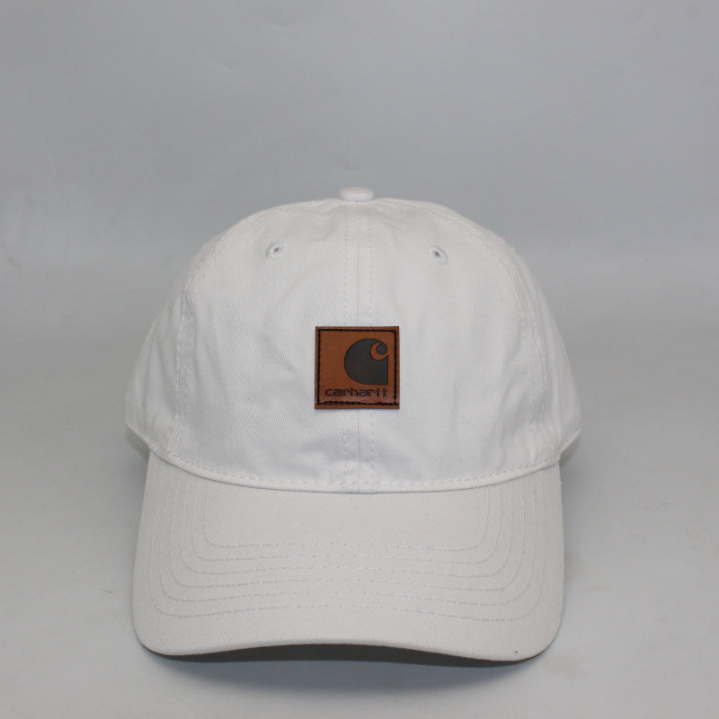 Washed Distressed Leather Label Soft Top Baseball Cap