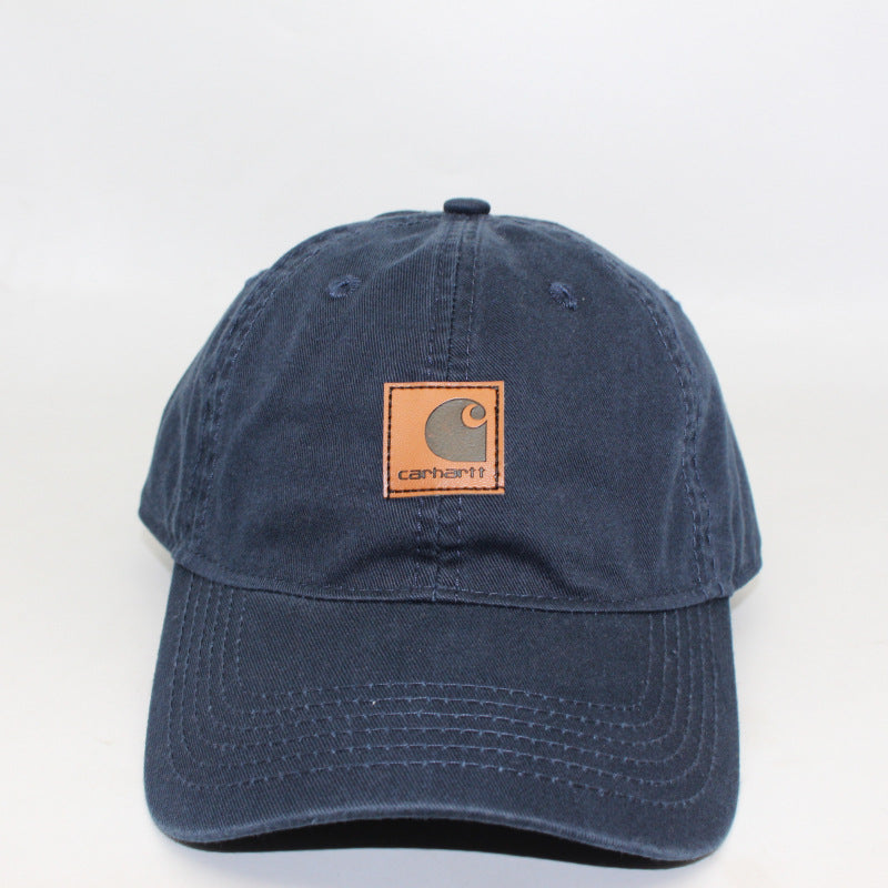 Washed Distressed Leather Label Soft Top Baseball Cap