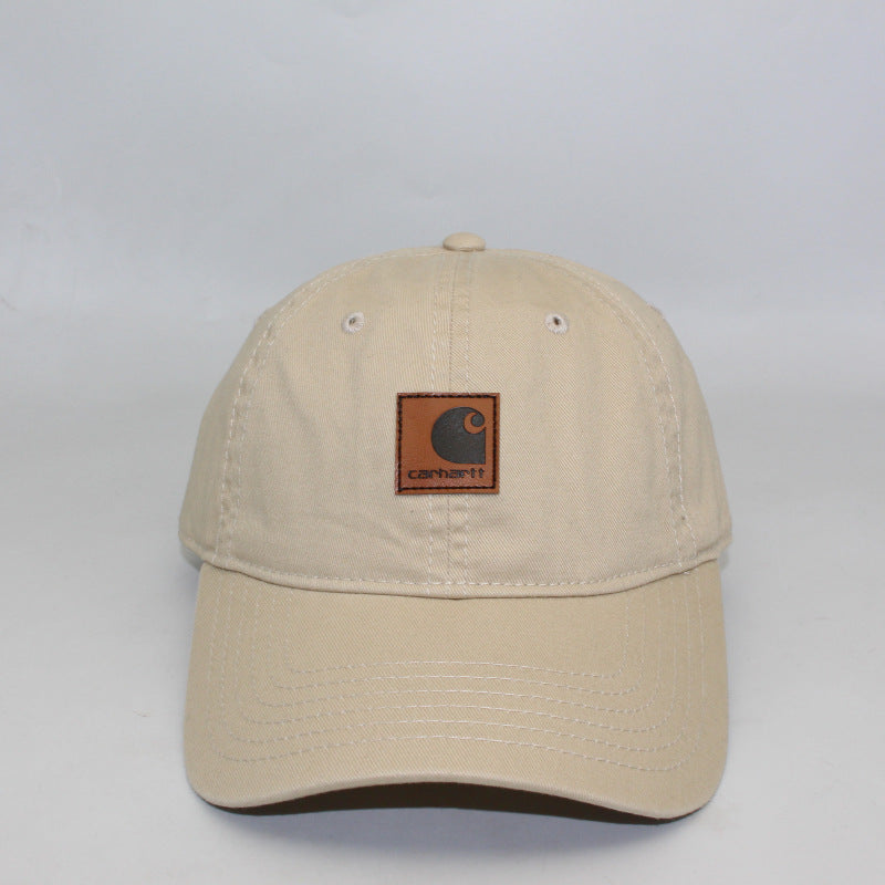 Washed Distressed Leather Label Soft Top Baseball Cap