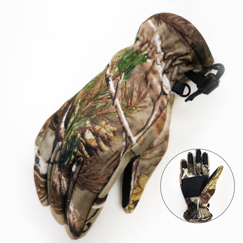 Autumn and winter men's and women's camouflage riding gloves full finger outdoor non-slip warm fleece gloves touch screen fishing gloves