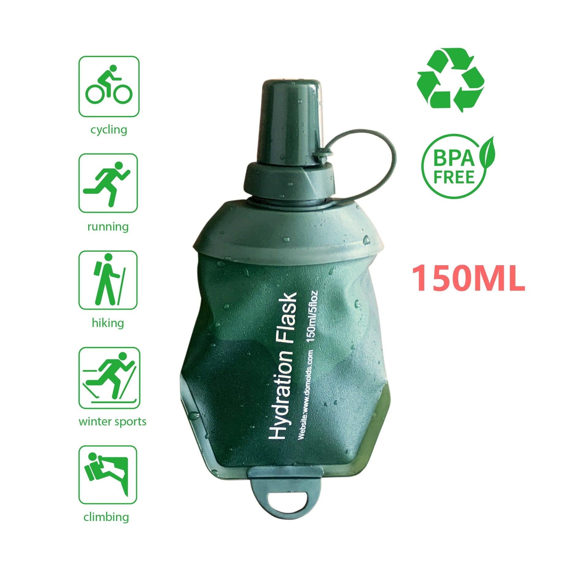 Sports Soft Water Bag Bottle Army Green