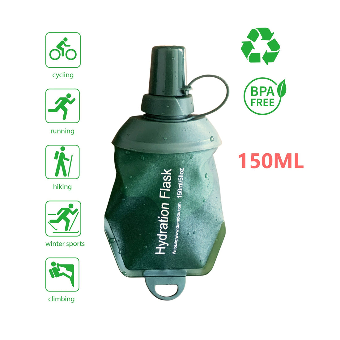 Sports Soft Water Bag Bottle Army Green