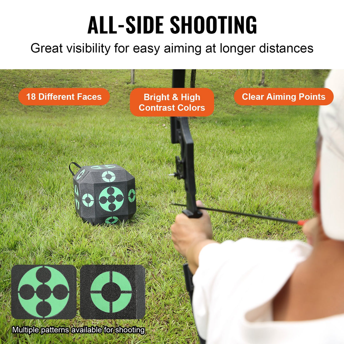 Archery Target, 15"x15" All-side Shotting Archery Arrow Target, Outdoor Portable Archery Target With Carry Handle, Easy Arrow Removal, Great Visibility, Lightweight, Easy To Transport, Black