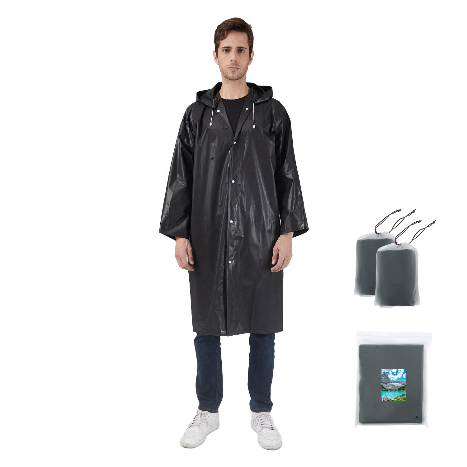 Hiking EVA Non-disposable Men And Women Portable Fashion Long Raincoat Poncho
